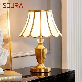 Современная настольная лампа SOURA из латуни и золота, светодиодные креативные Простые настольные лампы из роскошного стекла, медь для домашнего кабинета, спальни