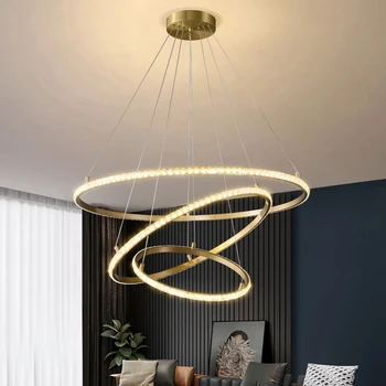 Современная хрустальная светодиодная люстра для гостиной, роскошные подвесные светильники Cryital круглого сечения, домашний декор, золотые светильники