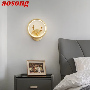 Современный медный настенный светильник AOSONG, 3 цвета, Роскошное бра для домашнего декора гостиной