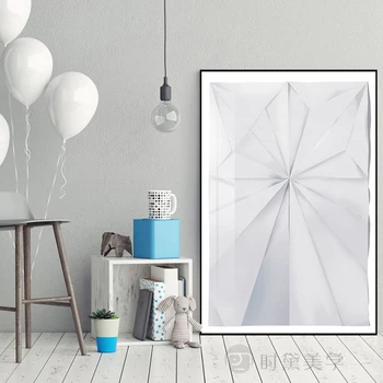 Современный минималистичный белый Холст Для Рисования плакаты и принты из сложенной бумаги Художественные Настенные Оригами Картины для Гостиной Спальни asile