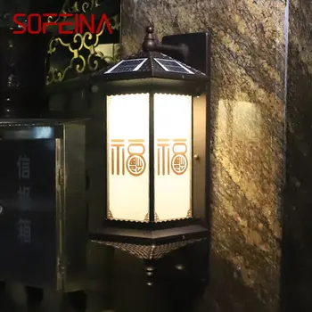 Солнечные настенные светильники SOFEINA Наружный черный светильник-бра с дистанционным управлением LED Водонепроницаемый IP65 для домашнего балкона во внутреннем дворе