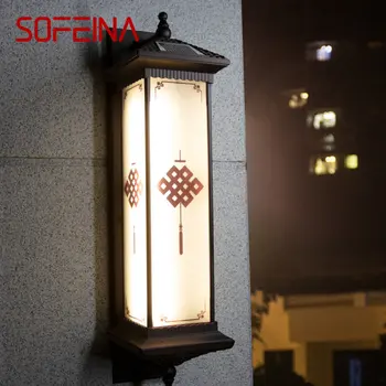 Солнечный настенный светильник SOFEINA для творчества на открытом воздухе, бра с китайским узлом, светодиодный Водонепроницаемый IP65 для дома, виллы, балкона, внутреннего двора
