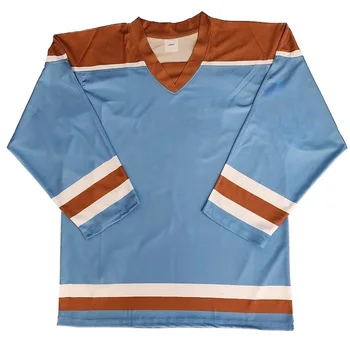 Спортивный свитер для телешоу из хоккейной майки XS-XXXL, небесно-голубая футболка в стиле ретро с длинными рукавами для вратаря, V-образный вырез, рубашки оверсайз для сублимации