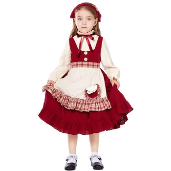 Средневековая форма для выступлений девочек, костюмы для косплея детей-горничной на Хэллоуин, элегантный костюм для сценического шоу для девочек, милая праздничная одежда