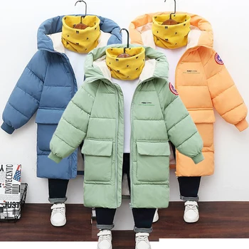 Стильная зимняя куртка для девочек и мальчиков от 2 до 10 лет, модное пуховое пальто с капюшоном, сохраняющее тепло, для детей, детская уличная ветровка