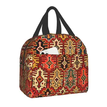 Термоизолированная сумка для ланча с принтом турецкого ковра Килим, Богемная Этническая Геометрия, Портативный Ланч-бокс-холодильник для женщин, школьный офис