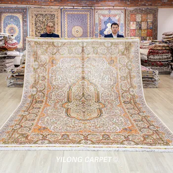 Традиционные восточные шелковые ковры ручной работы размером 8x10 дюймов (TJ529A)
