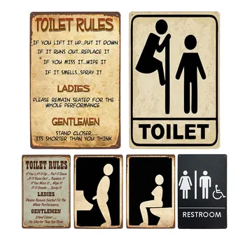 Туалетные таблички Для мужчин и женщин, Металлическая табличка, украшение стены, Общественный туалет, Ванная комната, Приклад, Бумажный декор, Плакат для дома, 20x30 см