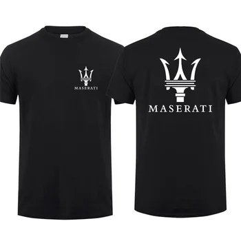 Удивительные футболки Для мужчин, Классическая Футболка с логотипом Maserati, Двусторонняя Повседневная Футболка Оверсайз, Мужские футболки с графическим Рисунком, Короткий рукав, S-3XL