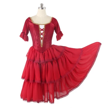 Удобная Высококачественная одежда для выступлений для детей, девочек и взрослых женщин нестандартного размера, красная Популярная Профессиональная балетная Романтическая пачка