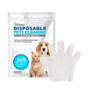 Удобные перчатки для уборки домашних животных Влажная салфетка Простая и быстрая уборка домашних животных без разбрызгивания воды