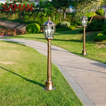 Уличная Ретро Солнечная лампа для газона SAMAN Освещает Классический Бронзовый Водонепроницаемый дом для украшения сада на дорожке виллы.