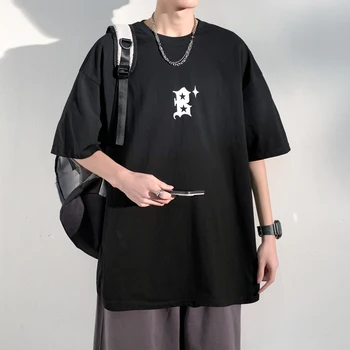 Уличная одежда в стиле хип-хоп, Мужские футболки оверсайз 2023, Летние топы с короткими рукавами и буквенным принтом, Мужские повседневные Свободные футболки