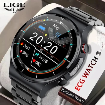 Умные часы LIGE ECG + PPG для мужчин, здоровое кровяное давление, частота сердечных сокращений, умные часы для мужчин, водонепроницаемые спортивные часы для Android IOS, часы