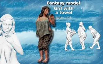Фигурка из неокрашенной смолы в масштабе 1/35, фигурка из коллекции Девушка с полотенцем