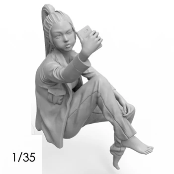 Фигурка из неокрашенной смолы в масштабе 1/35, коллекционная фигурка для селфи