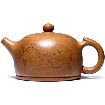 Фиолетовый глиняный чайник для заваривания чая ручной работы Бытовой Сегмент с надписью 