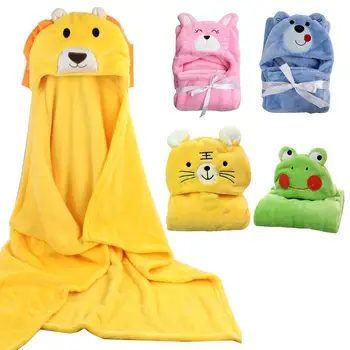 Фланелевый детский плащ Four Seasons для мальчиков и девочек, детское зимнее теплое фланелевое одеяло, банное полотенце, Ветрозащитный плащ с капюшоном, пальто