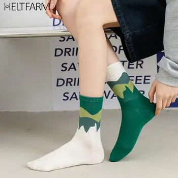 Хлопчатобумажные носки Harajuku AB, Женские хлопчатобумажные носки без косточек, Уличная мода, спортивные носки для пары