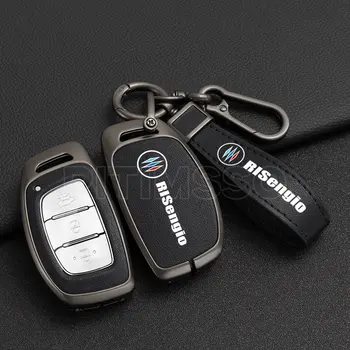 Цинковый сплав + кожаный чехол для ключей автомобиля брелок для Hyundai IX25/IX35/Elantra/Sonata/I40 I10 I30 3 4 Кнопки Брелок для ключей