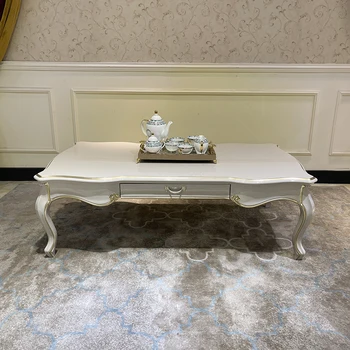 Чайный столик в европейском стиле из цельного дерева, резной цветочный чайный столик с выдвижным ящиком для гостиной, легкий роскошный простой чайный столик furn