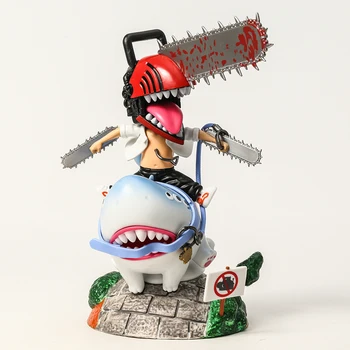 Человек-бензопила Denji Ride the Shark Фигурка Куклы ПВХ Настольная игрушка Модель для коллекционирования