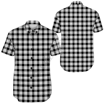 Черно-белая клетчатая рубашка MacFarlane с коротким рукавом, гавайская рубашка с 3D-принтом, мужские и женские футболки в стиле хип-хоп