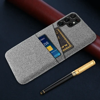 Чехол-бумажник Для Samsung Galaxy S23 Ultra S22 S21 S20 S10 Plus 5G S9 Case Роскошный Тканевый Чехол С Двумя Картами Samsung Note 20 10 8