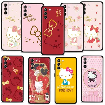 Чехол для телефона Samsung Galaxy S22 S21 S20 Plus S10 S8 S7 S9 S10e Ultra FE Edge Shell Hello Kitty роскошного розово-красного Божественного цвета