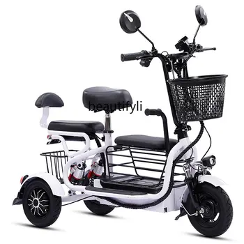 Электрический трехколесный велосипед Бытовой Небольшой шаттл для пожилых дам Легкий складной автомобиль с аккумулятором