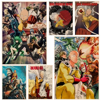 Японское аниме One Punch Man Аниме Плакаты Наклейка из Крафт-бумаги Сделай САМ Комната Бар Кафе Домашний декор
