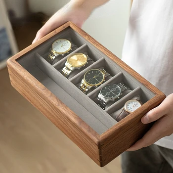 Ящики для хранения часов из массива черного ореха Премиум-класса, изысканная коробка для часов из массива дерева, Витрина для коллекции часов, Деревянные коробки