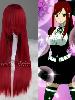 аниме Высокого качества Fairy Tail Erza Scarlet Длинный прямой костюм Косплей Парик для женщин Аниме Парик из синтетических волос