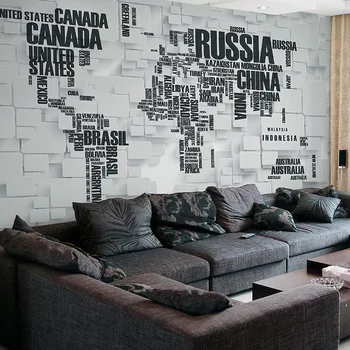 бейбехан Пользовательские обои 3d кирпичные фрески персонализированные буквы карта мира обои гостиная ТВ фон обои для стен фрески