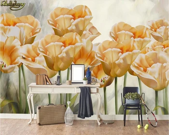 бейбехан Пользовательские фотообои фреска Европейская картина маслом цветы тюльпана телевизор диван кровать фон настенная декоративная роспись