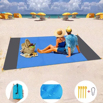 водонепроницаемое карманное пляжное одеяло размером 2x2,1 м, складной походный коврик, матрас, портативный легкий коврик, коврик для пикника на открытом воздухе, песчаный пляжный коврик