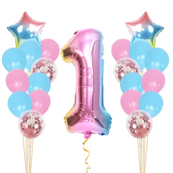 воздушный шар на 1-й день рождения, упаковка воздушных шаров на 1-ю годовщину свадьбы, Украшение вечеринки по случаю Дня рождения ребенка, Набор воздушных шаров