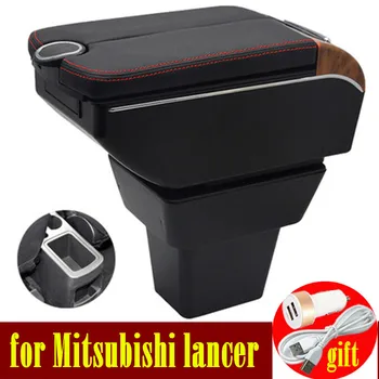 для Mitsubishi lancer коробка для подлокотников Двойные двери открываются 7USB Коробка для хранения центральной консоли Подлокотник