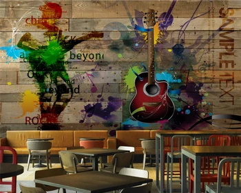 обои beibehang домашний декор Индивидуальные современные креативные цветные кирпичные стены красочные музыкальные инструменты фоновые обои гобелены