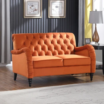 оранжевый Честерфилд; 2-местный современный диван