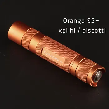оранжевый фонарик S2 + со светодиодом XPL HI внутри и стеклом с AR-покрытием, прошивка biscotti
